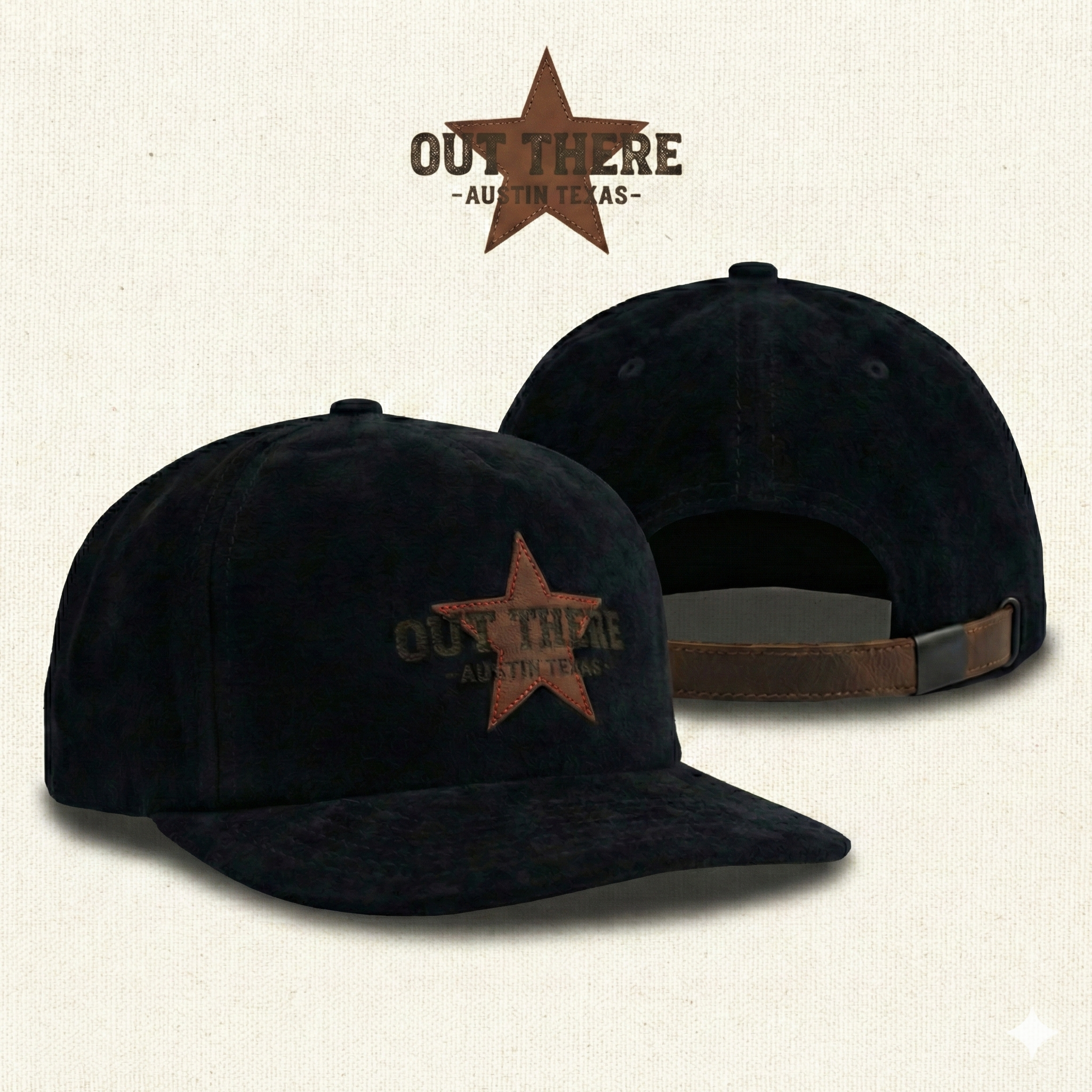 Black Suede Buckle-Back