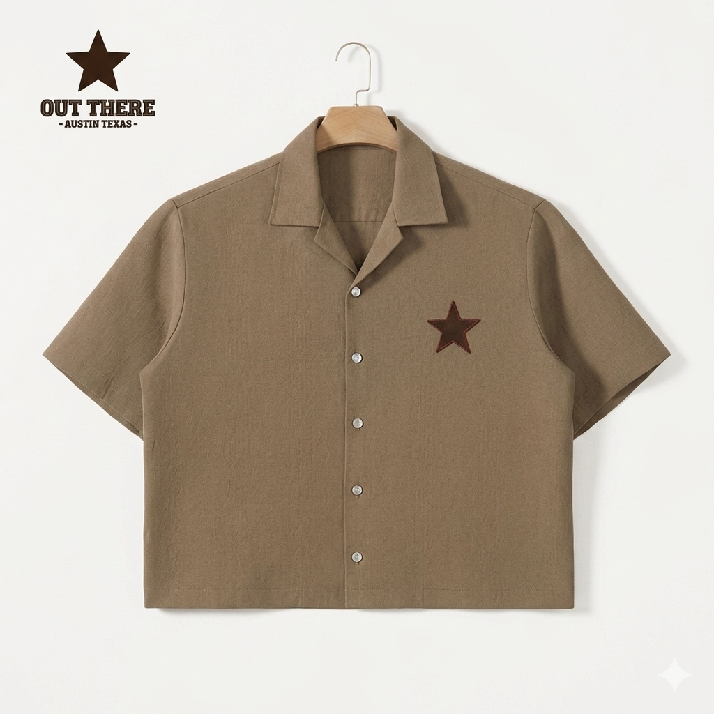 Linen Pearl Snap Camp Shirt