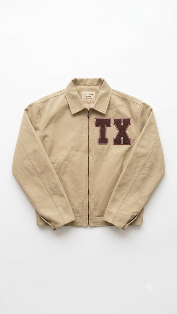 Rambler Jacket - letterman-inspired work jacket with Texas home state patch