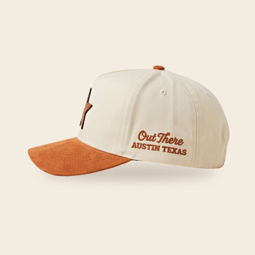 Burnt orange suede hat, structured, side