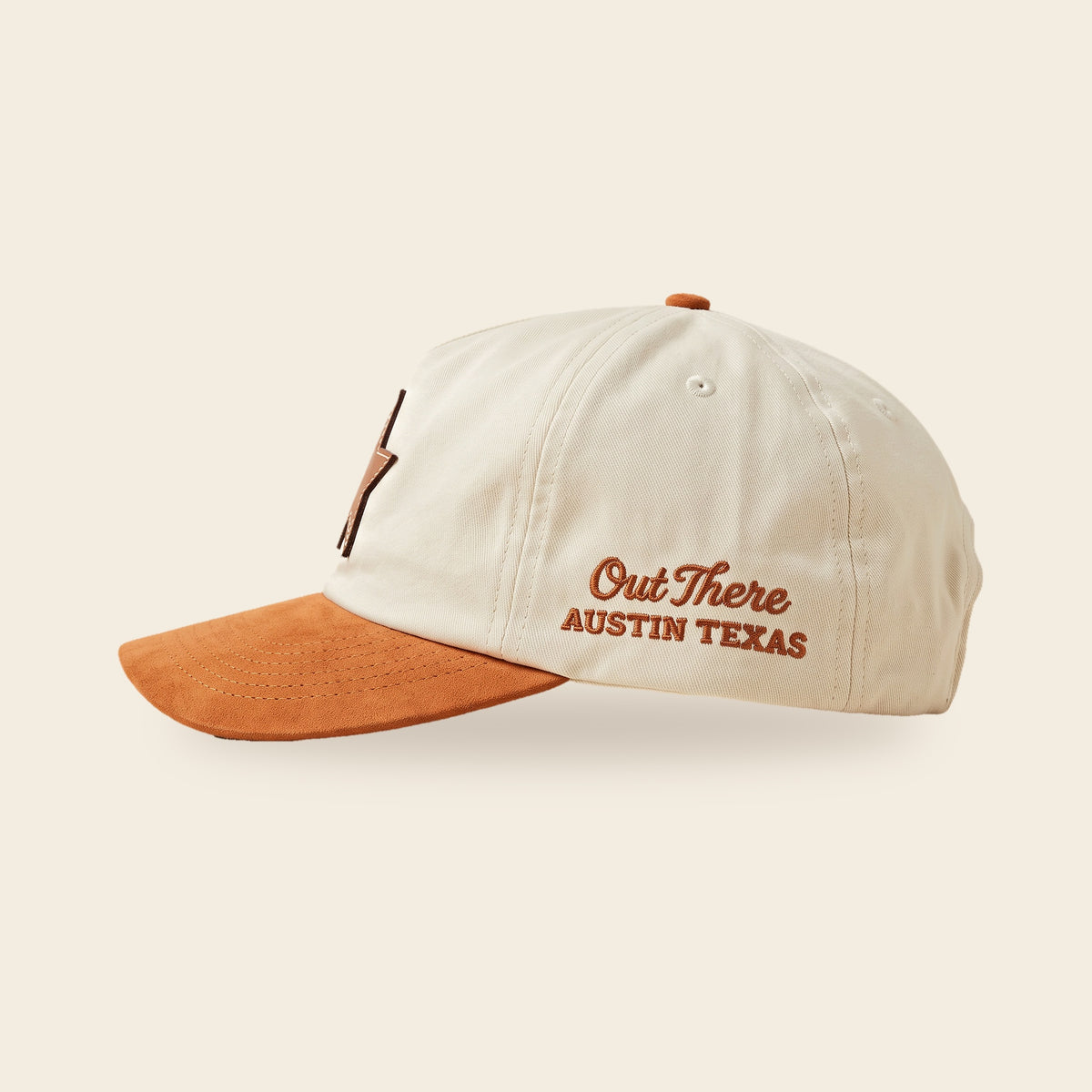 Burnt orange suede hat, unstructured, side