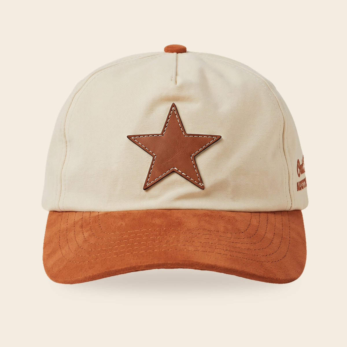 Burnt orange suede hat, unstructured, front star