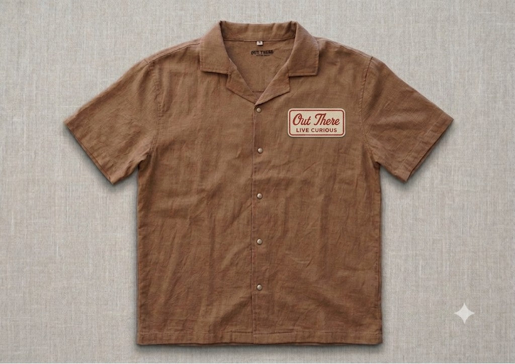 Pearl Snap Camp Shirt — red patch front